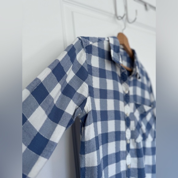Aerie blue and silver gingham button down shirt size XS - Picture 6 of 10